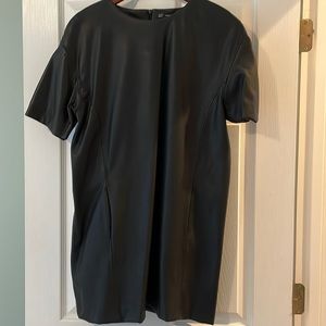Zara faux leather mini dress with pockets in black size large